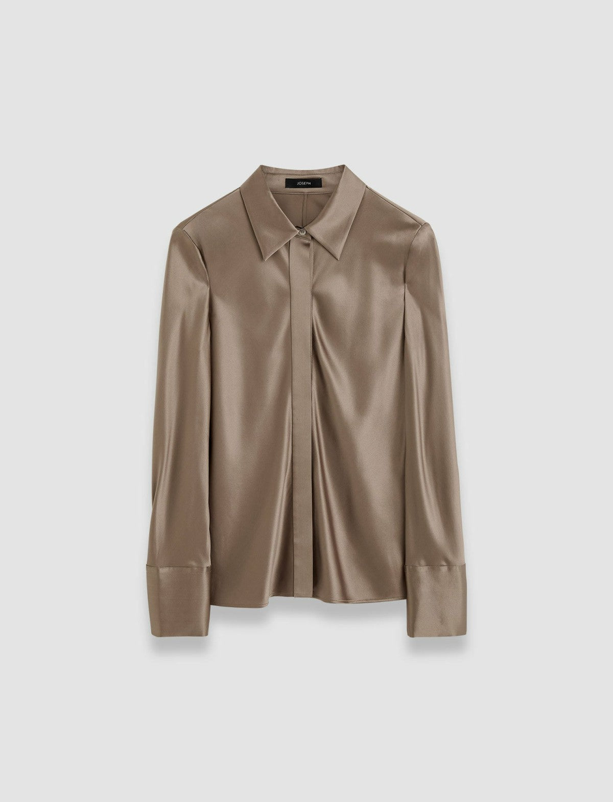 JOSEPH Fashion Women Brunel Silk Satin Blouse Escargot