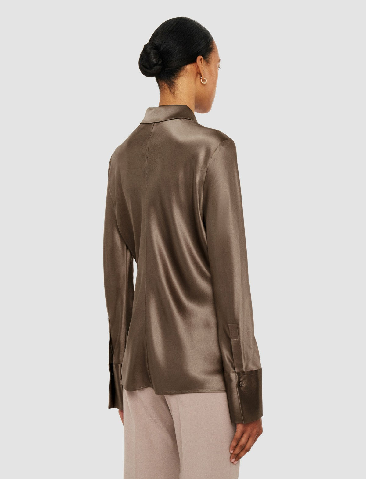 JOSEPH Fashion Women Brunel Silk Satin Blouse Escargot
