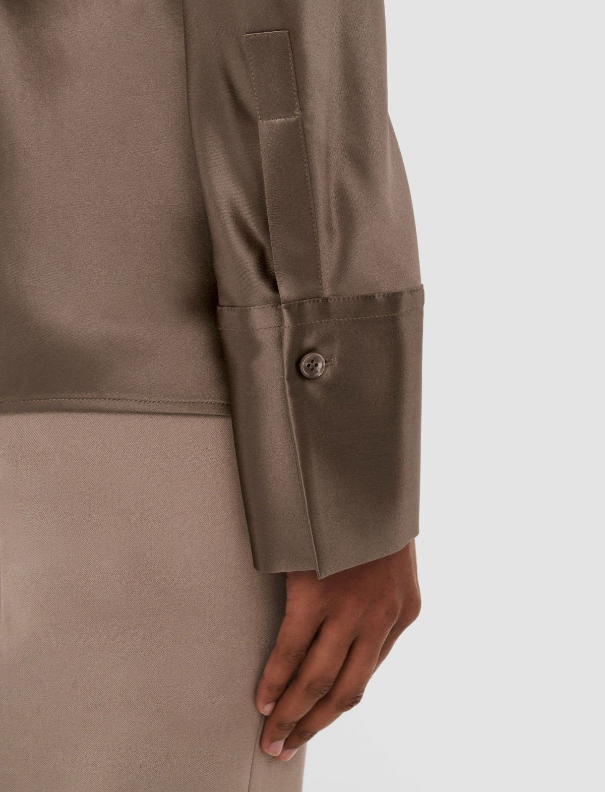 JOSEPH Fashion Women Brunel Silk Satin Blouse Escargot
