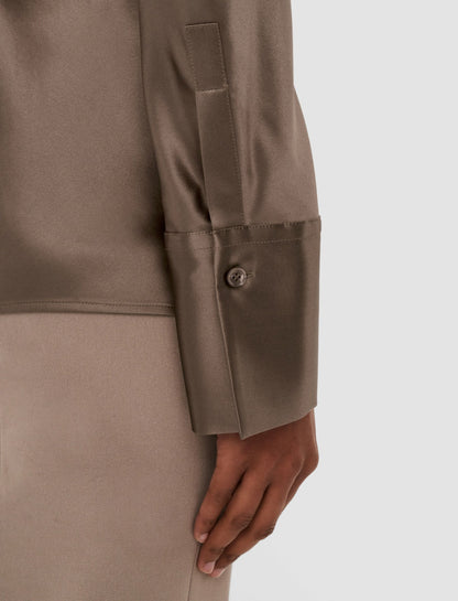JOSEPH Fashion Women Brunel Silk Satin Blouse Escargot