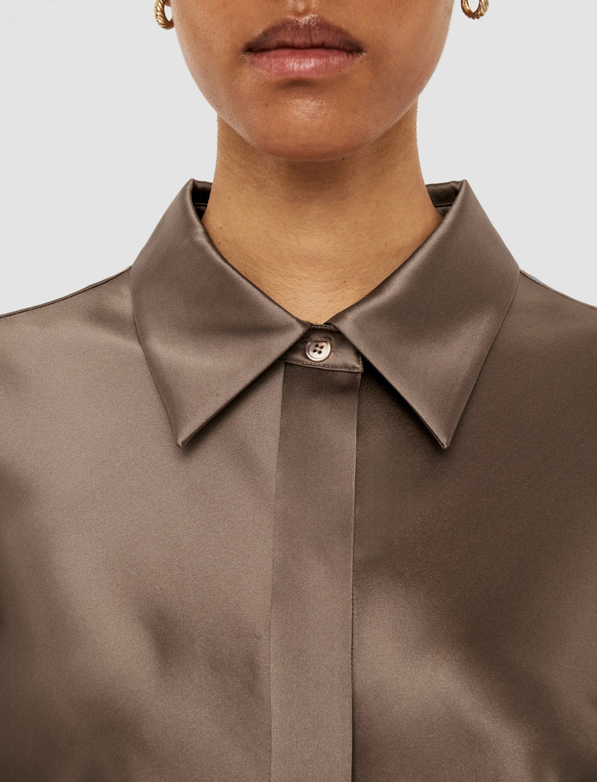 JOSEPH Fashion Women Brunel Silk Satin Blouse Escargot