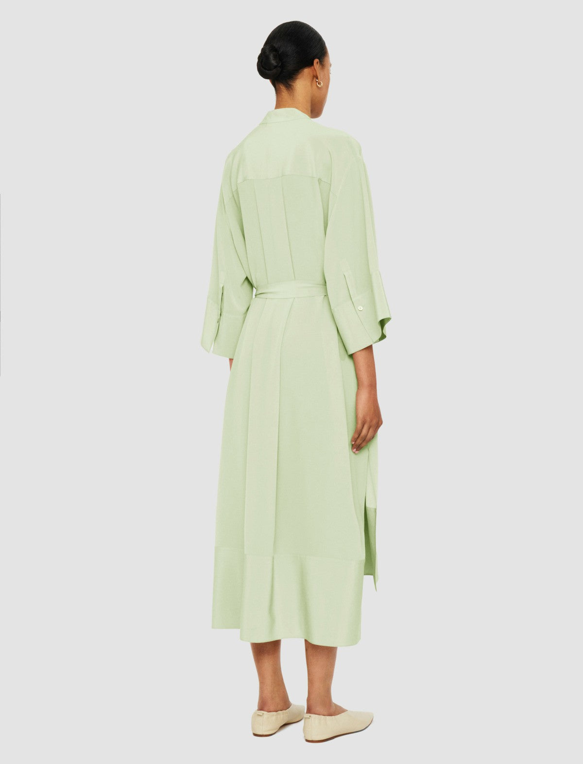 JOSEPH Fashion Women Darius Crepe de Soie Silk Dress Matcha