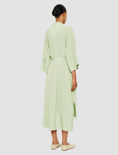 JOSEPH Fashion Women Darius Crepe de Soie Silk Dress Matcha