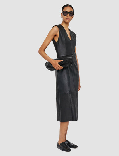 JOSEPH Fashion Women Kosma Leather Stretch Dress Black