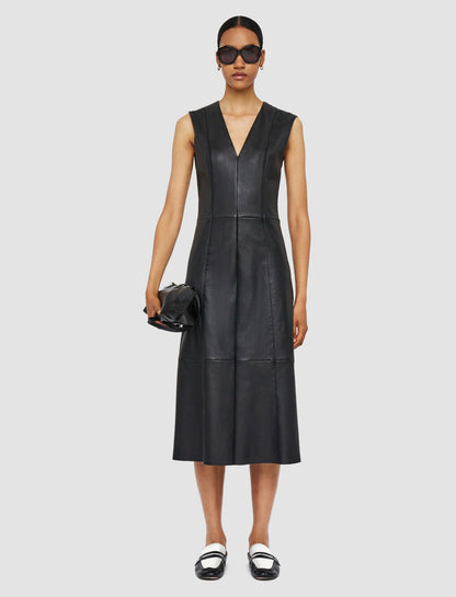 JOSEPH Fashion Women Kosma Leather Stretch Dress Black