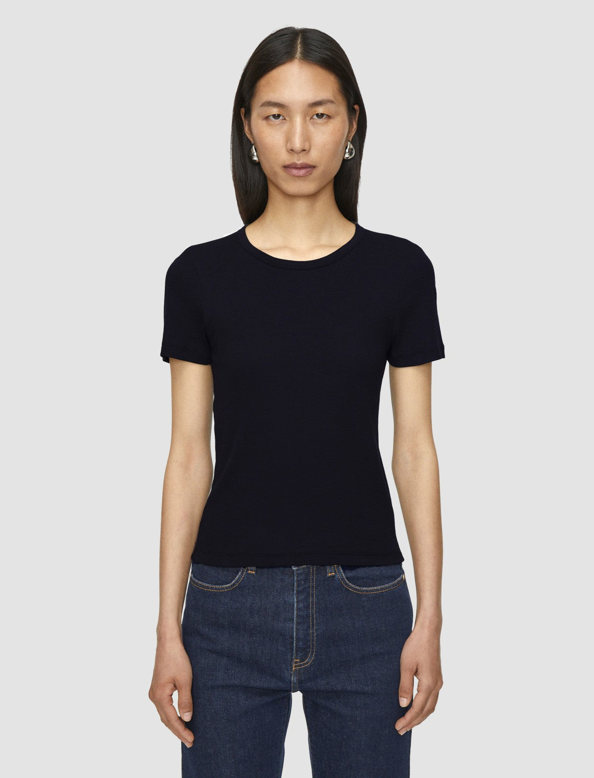 JOSEPH Fashion Women Jersey Rib T-Shirt Black