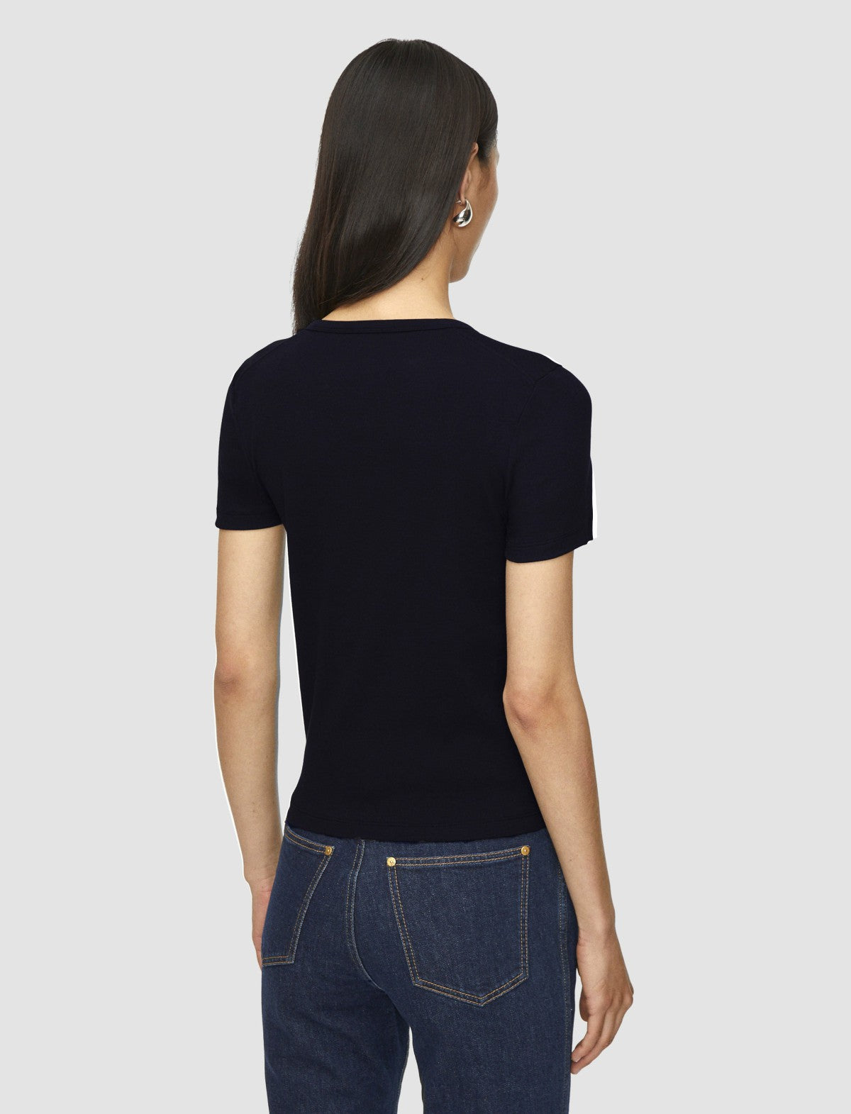 JOSEPH Fashion Women Jersey Rib T-Shirt Black