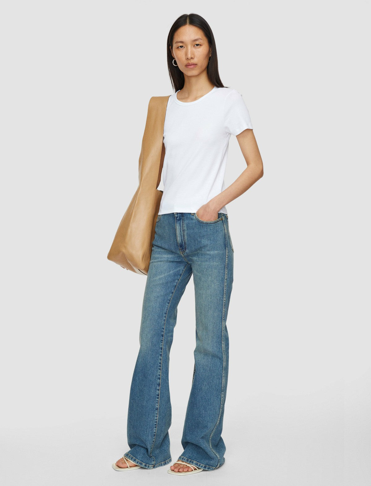 JOSEPH Fashion Women Jersey Rib T-Shirt Off White