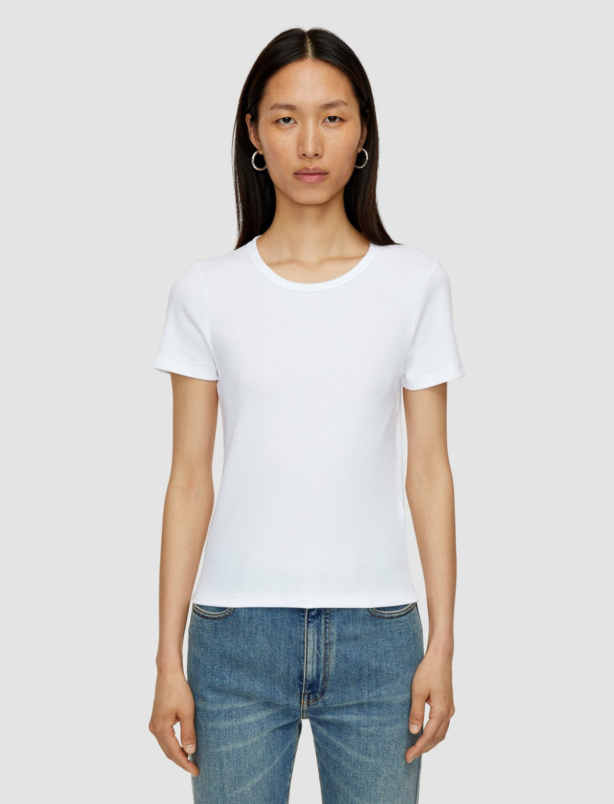 JOSEPH Fashion Women Jersey Rib T-Shirt Off White