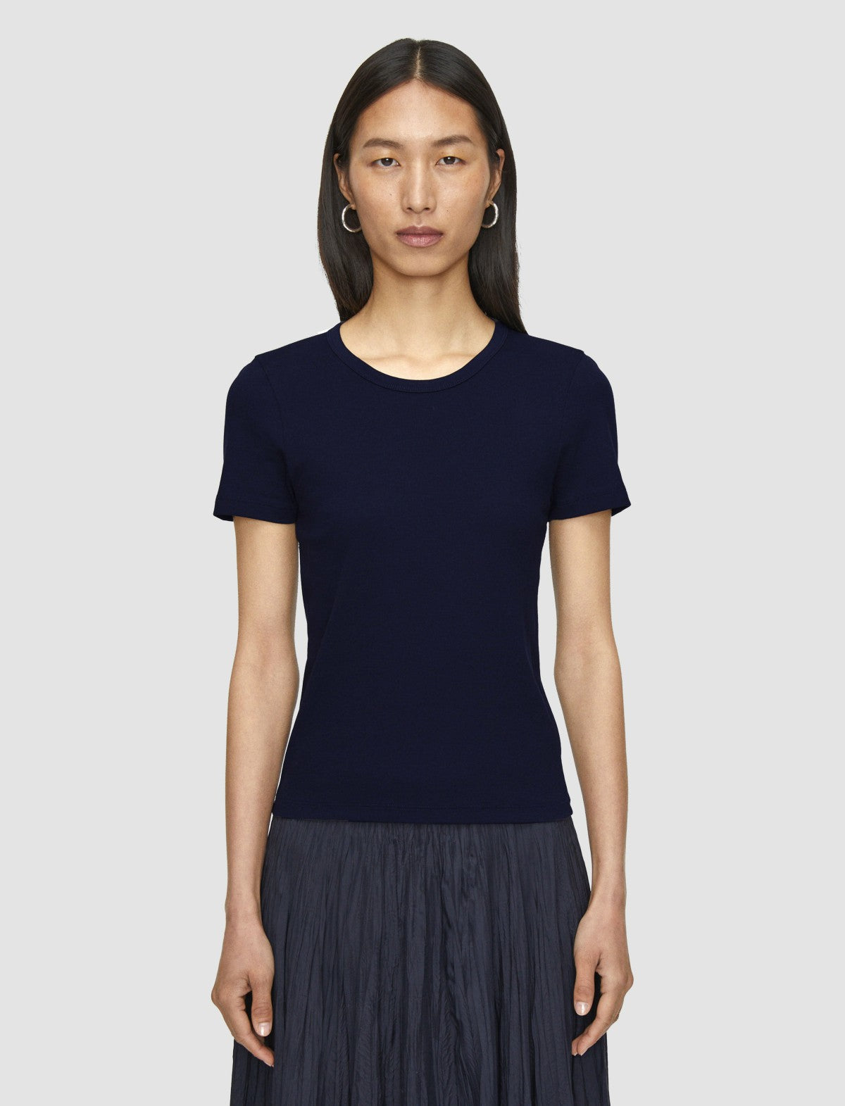 JOSEPH Fashion Women Jersey Rib T-Shirt Navy