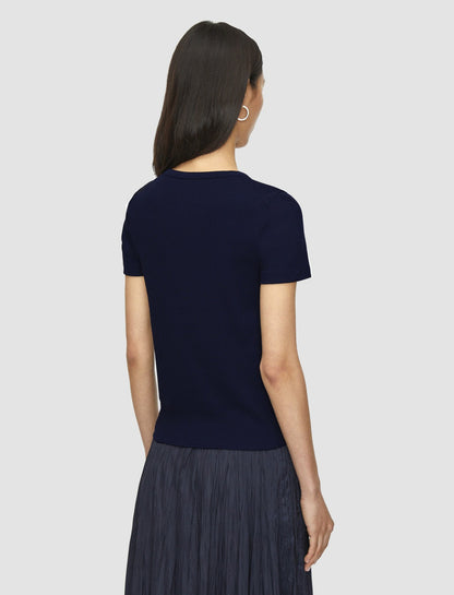 JOSEPH Fashion Women Jersey Rib T-Shirt Navy