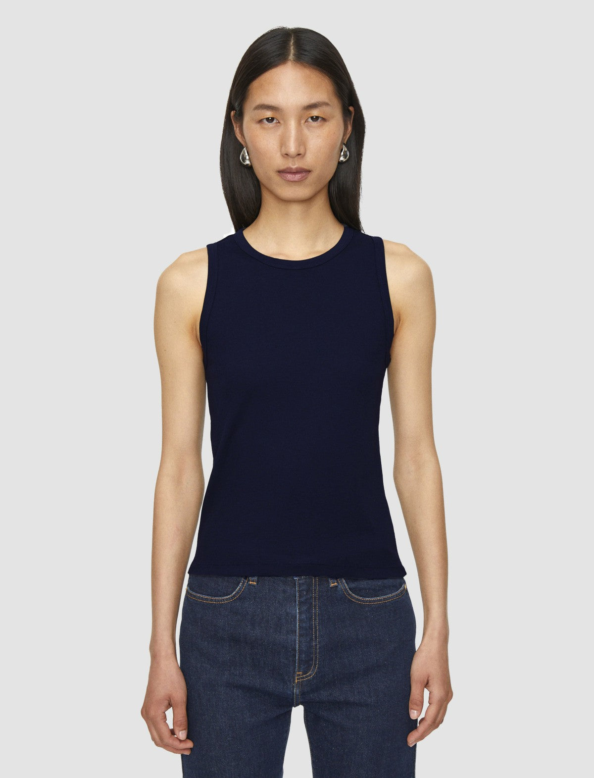 JOSEPH Fashion Women Jersey Rib Tank Top Navy