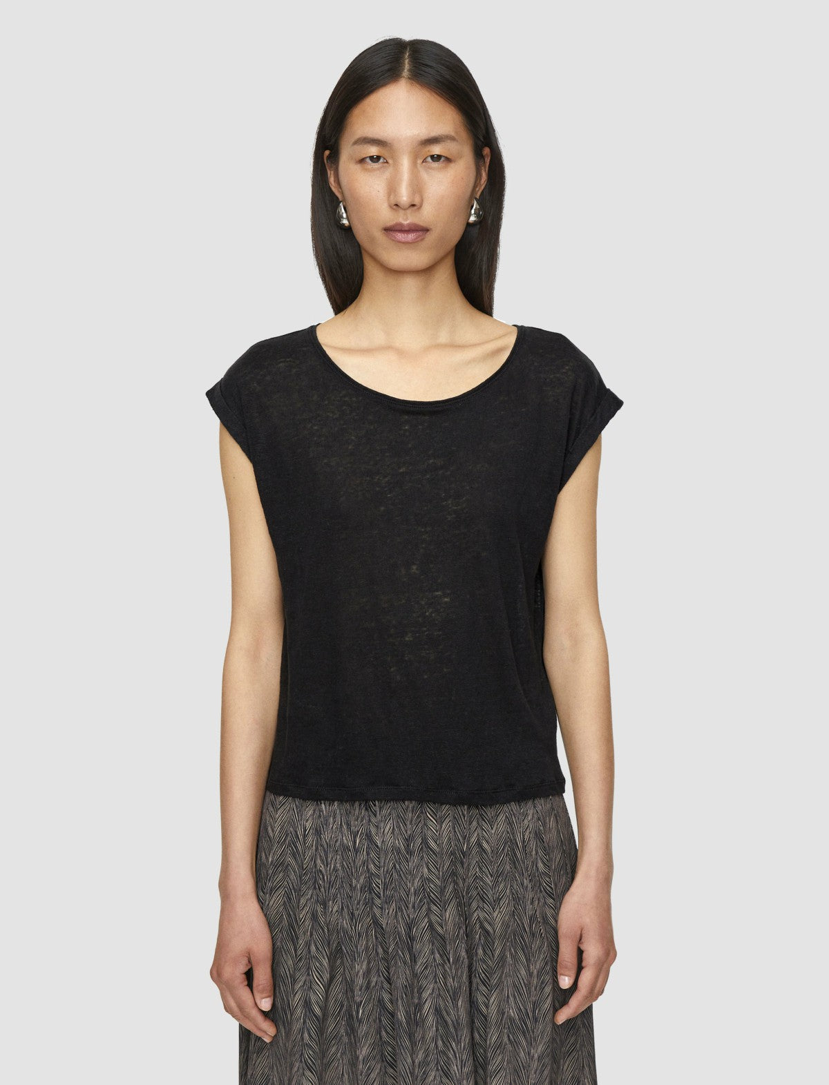 JOSEPH Fashion Women Linen Jersey Top Black
