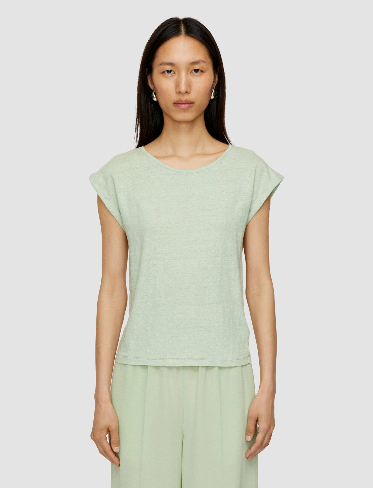 JOSEPH Fashion Women Linen Jersey Top Matcha