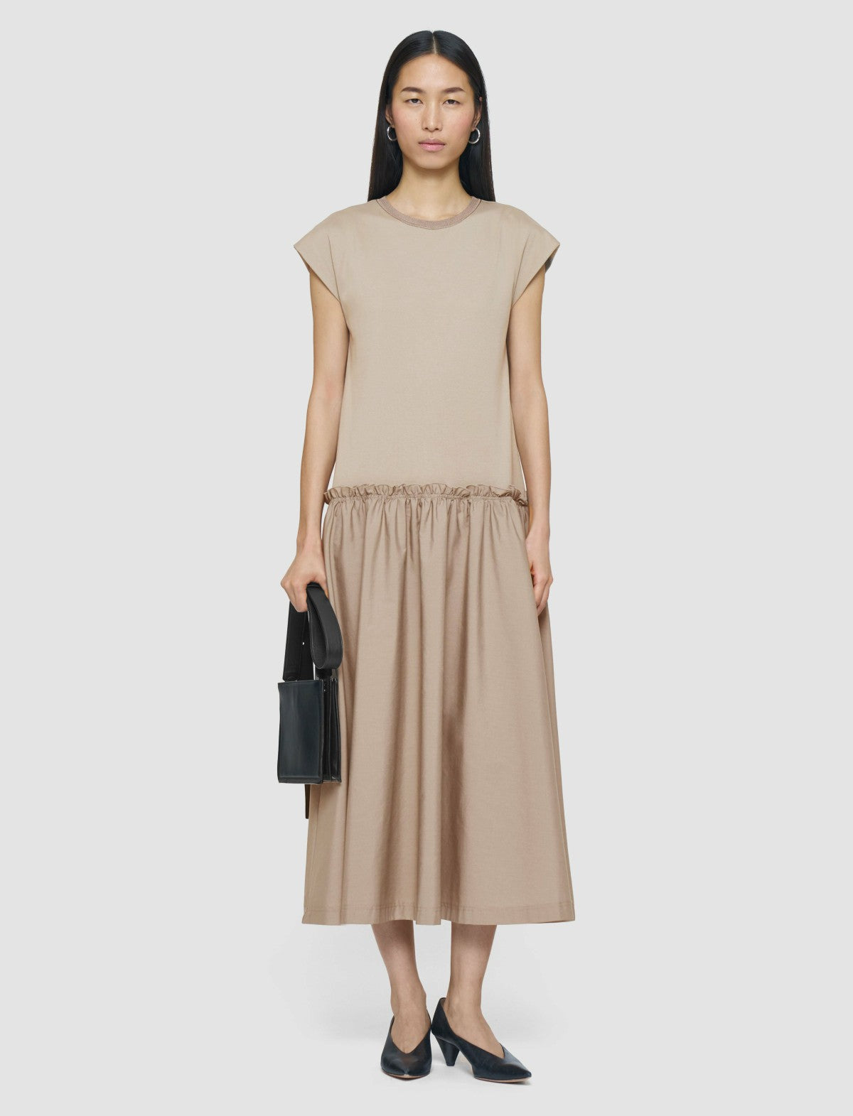 JOSEPH Fashion Women Poplin Jersey Dress Escargot