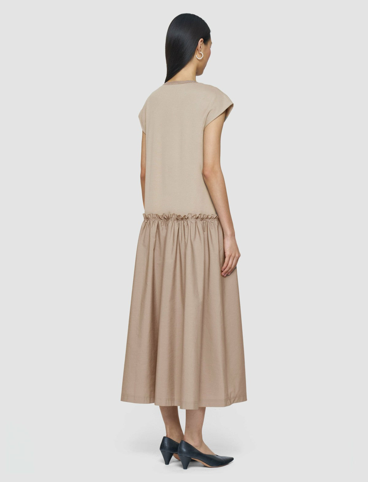 JOSEPH Fashion Women Poplin Jersey Dress Escargot