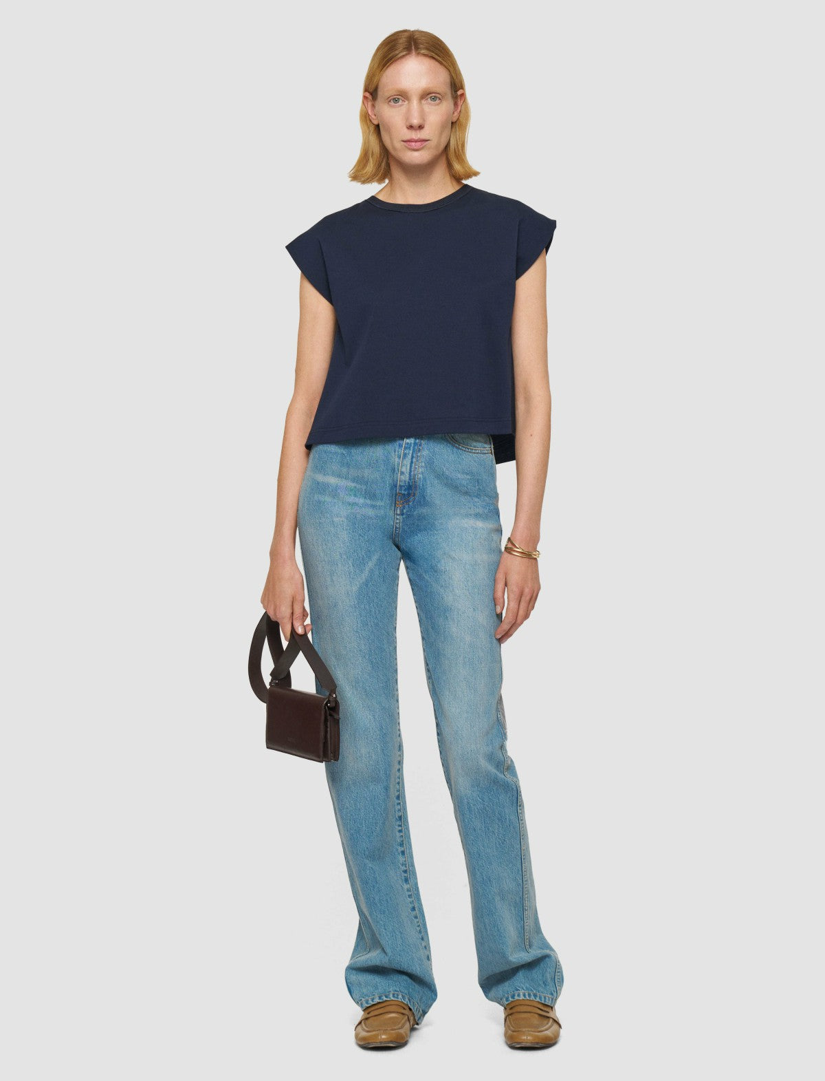 JOSEPH Fashion Women Poplin Jersey T-Shirt Navy