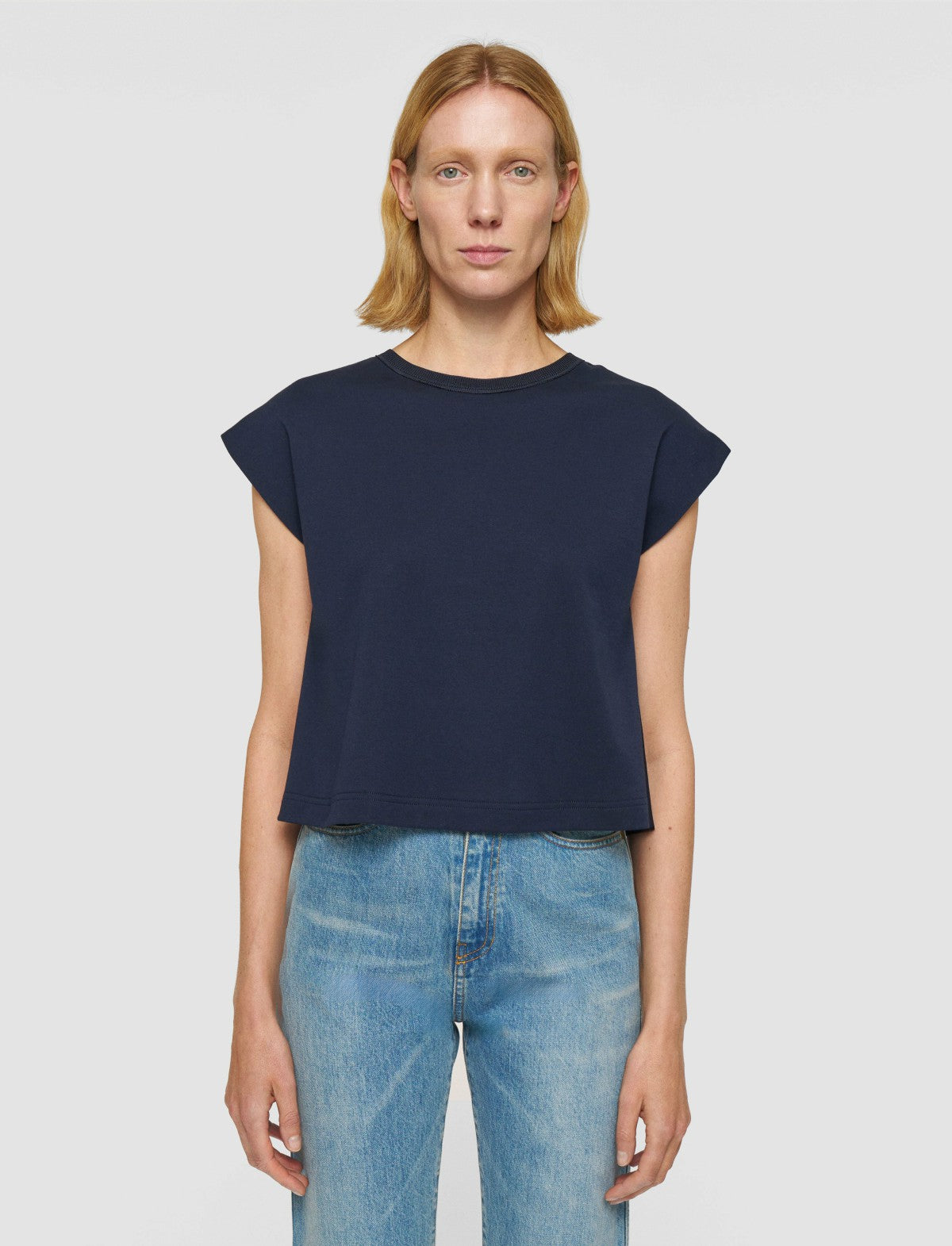 JOSEPH Fashion Women Poplin Jersey T-Shirt Navy