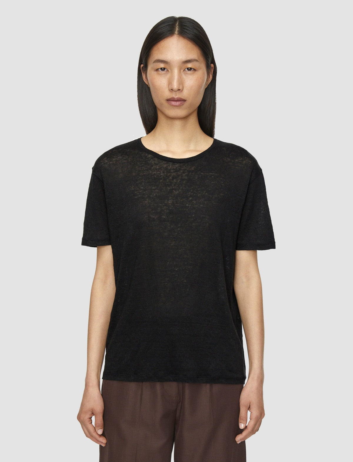 JOSEPH Fashion Women Linen Jersey T-Shirt Black