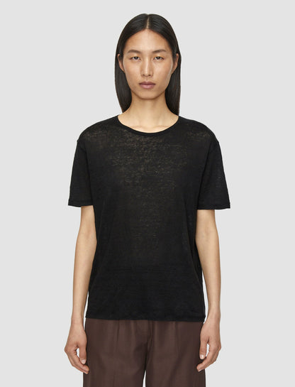 JOSEPH Fashion Women Linen Jersey T-Shirt Black