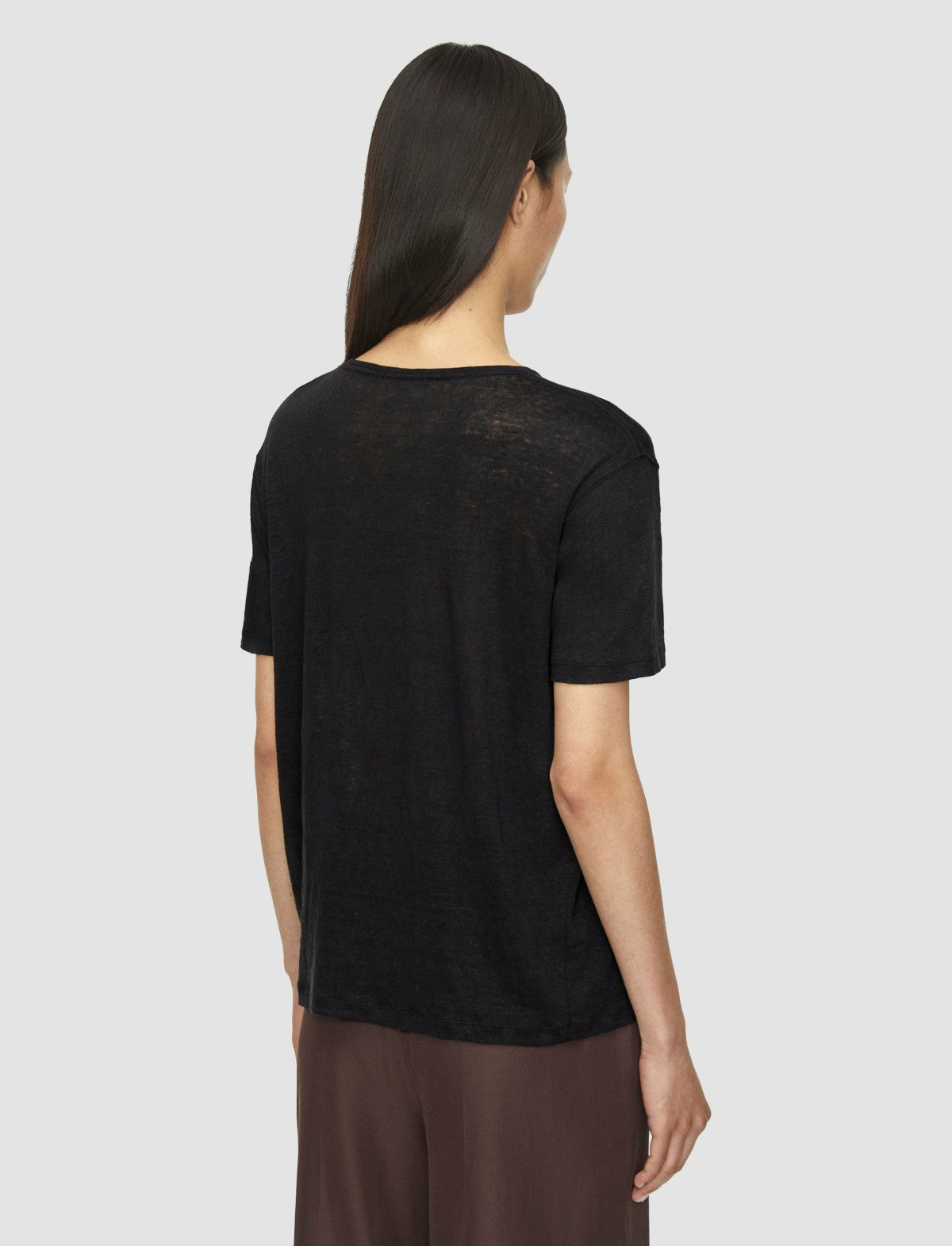 JOSEPH Fashion Women Linen Jersey T-Shirt Black