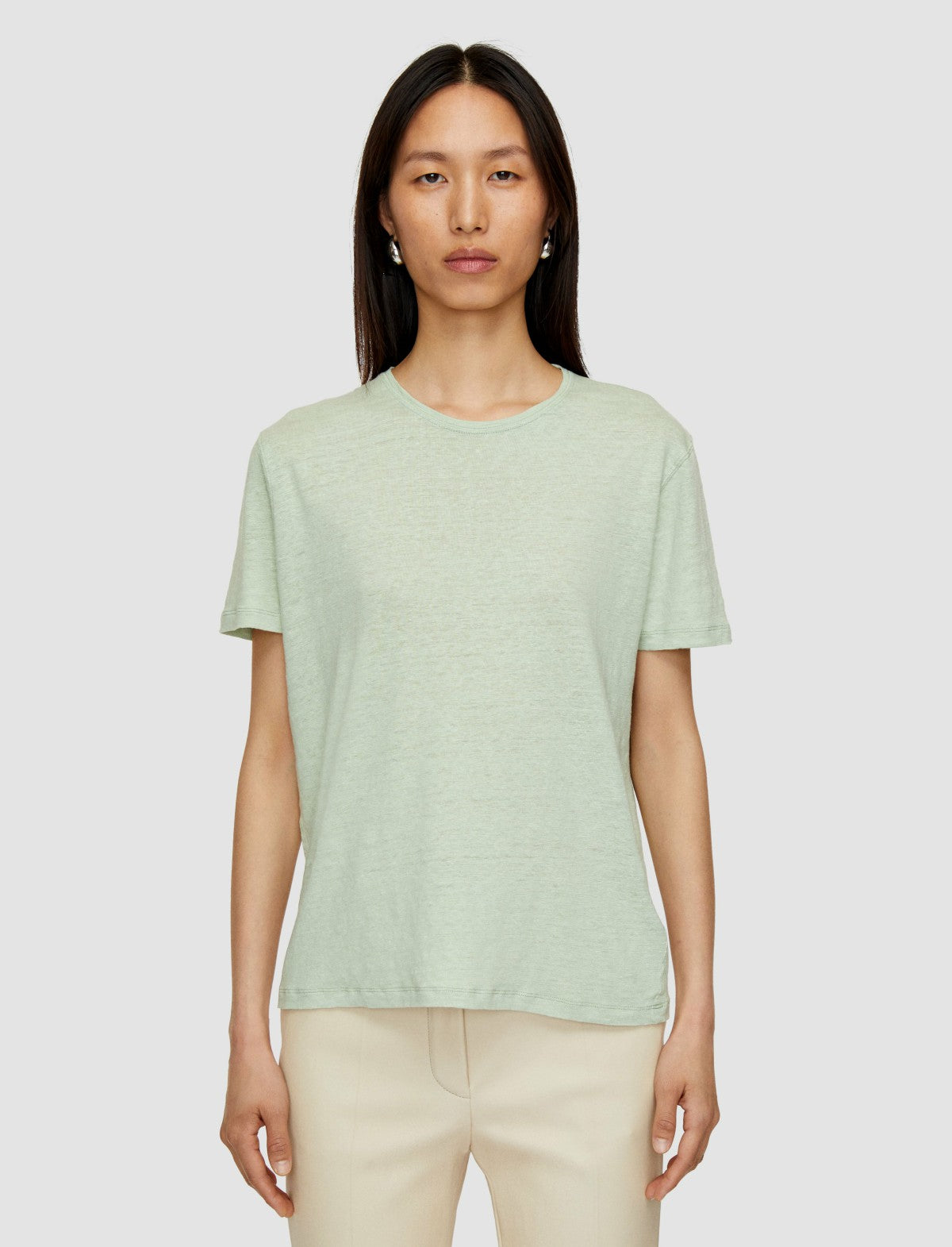 JOSEPH Fashion Women Linen Jersey T-Shirt Matcha