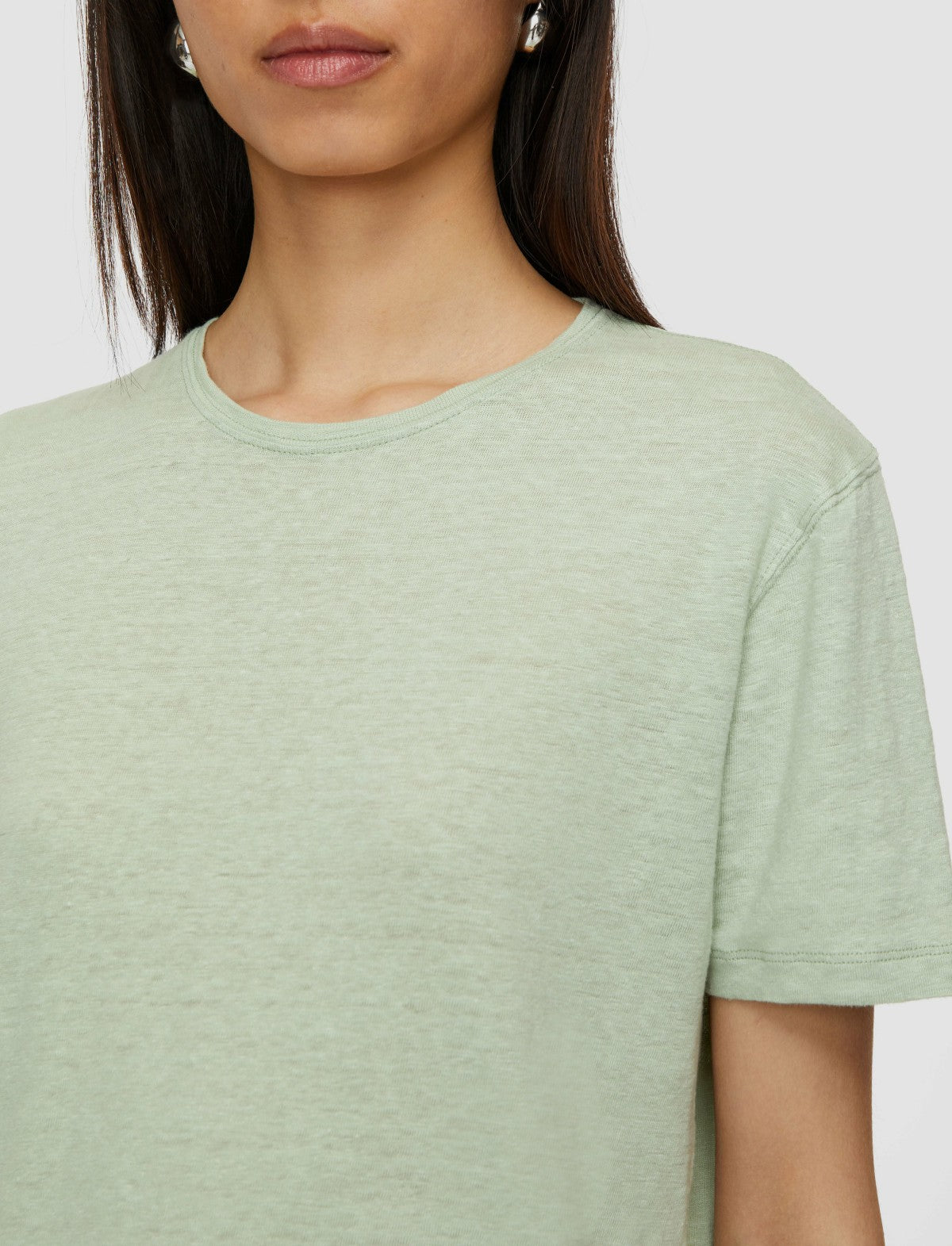 JOSEPH Fashion Women Linen Jersey T-Shirt Matcha