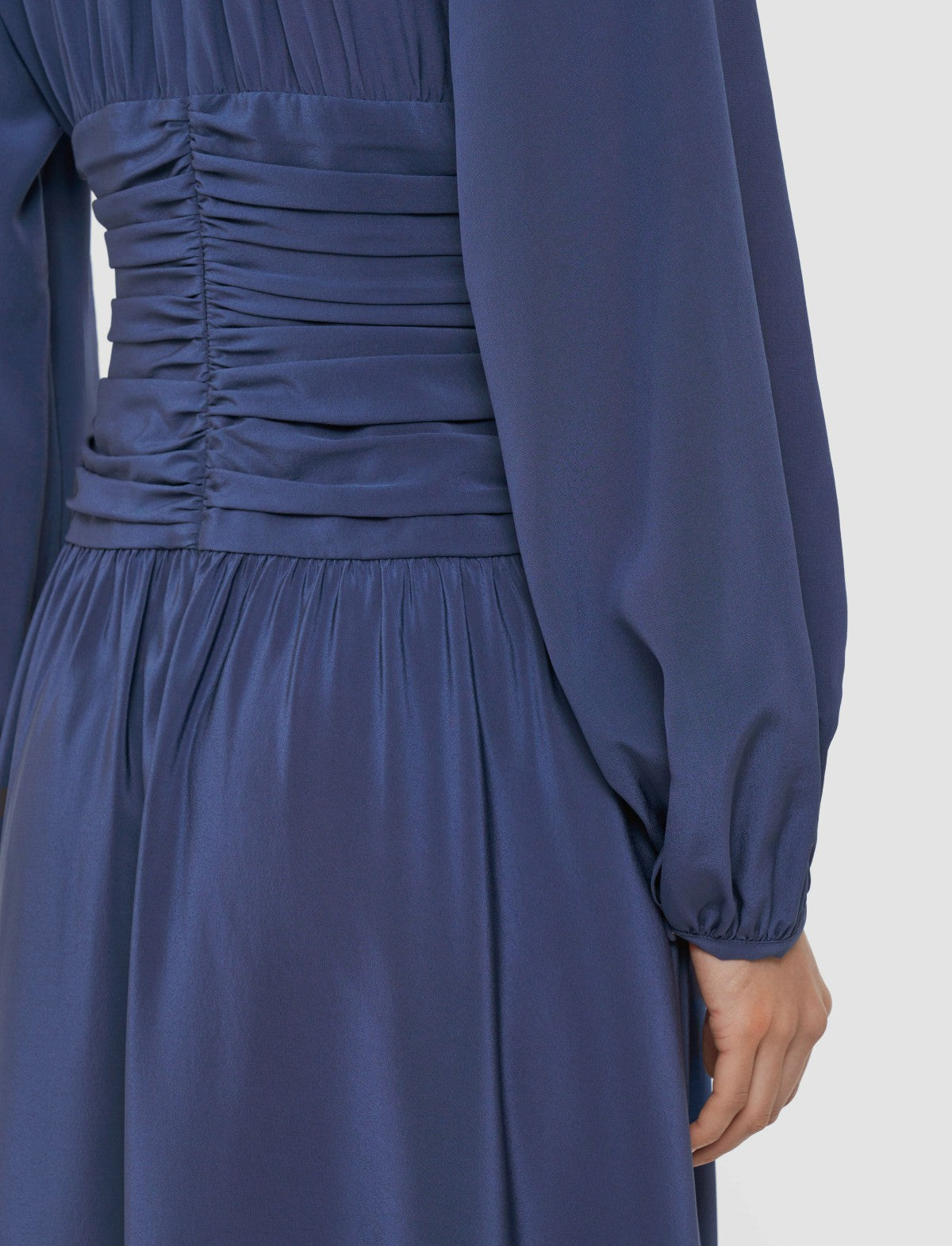 JOSEPH Fashion Women Leila Crepe de Chine Knot Silk Dress Harbour