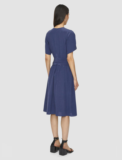 JOSEPH Fashion Women Lowri Crepe de Chine Knot Silk Dress Harbour