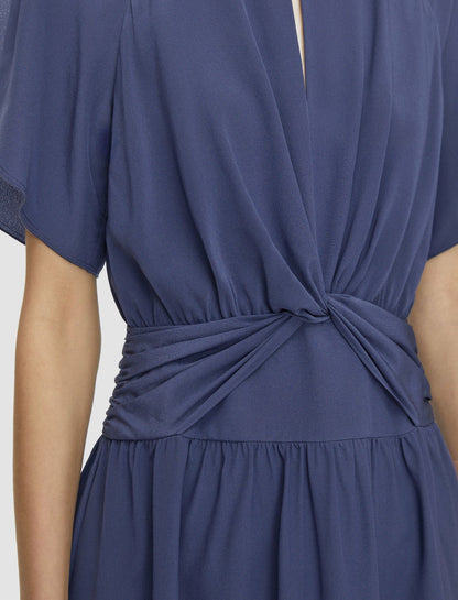JOSEPH Fashion Women Lowri Crepe de Chine Knot Silk Dress Harbour