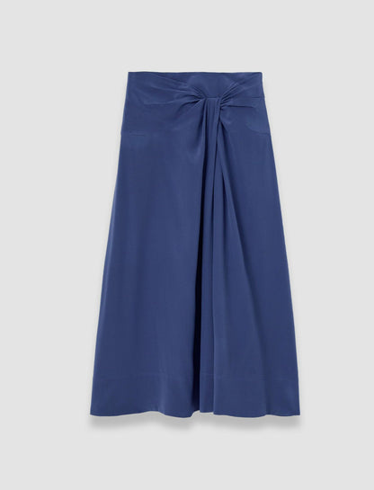 JOSEPH Fashion Women Fran Crepe de Chine Knot Silk Skirt Harbour