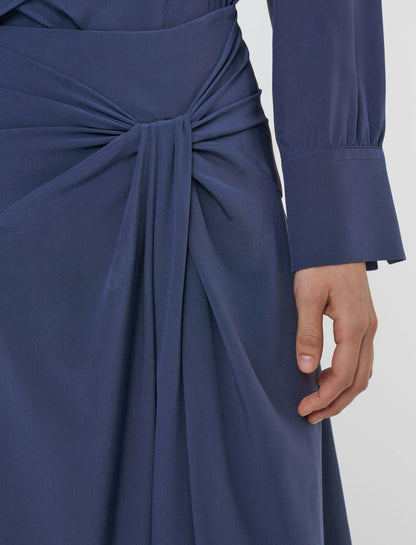 JOSEPH Fashion Women Fran Crepe de Chine Knot Silk Skirt Harbour