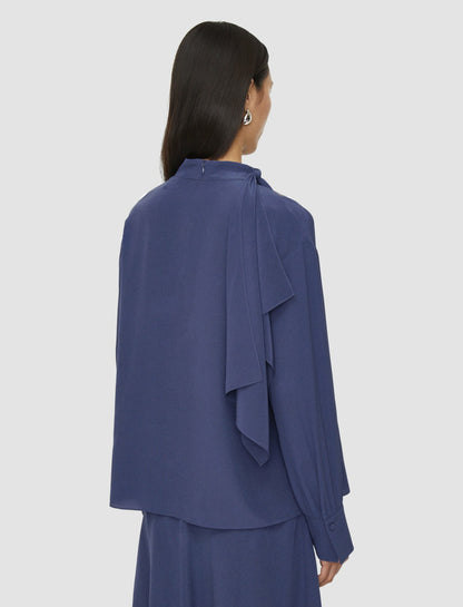 JOSEPH Fashion Women Juliana Crepe de Chine Knot Blouse Harbour