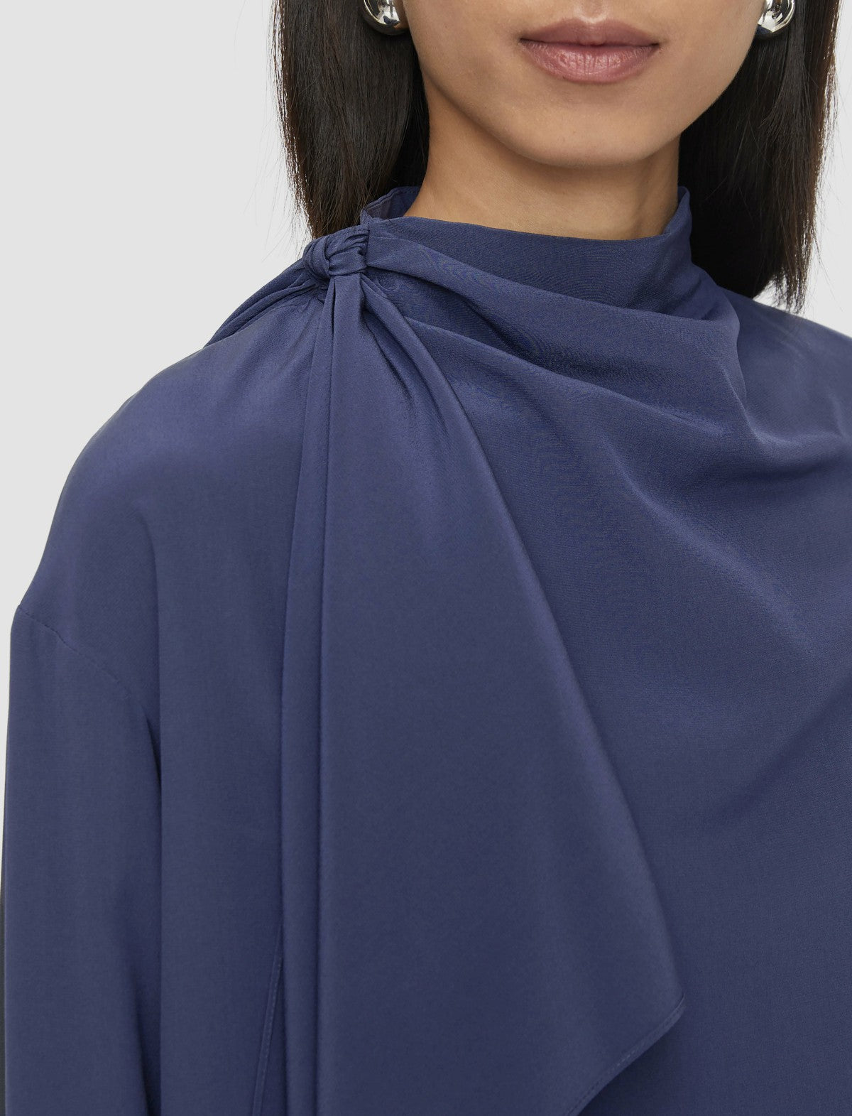 JOSEPH Fashion Women Juliana Crepe de Chine Knot Blouse Harbour