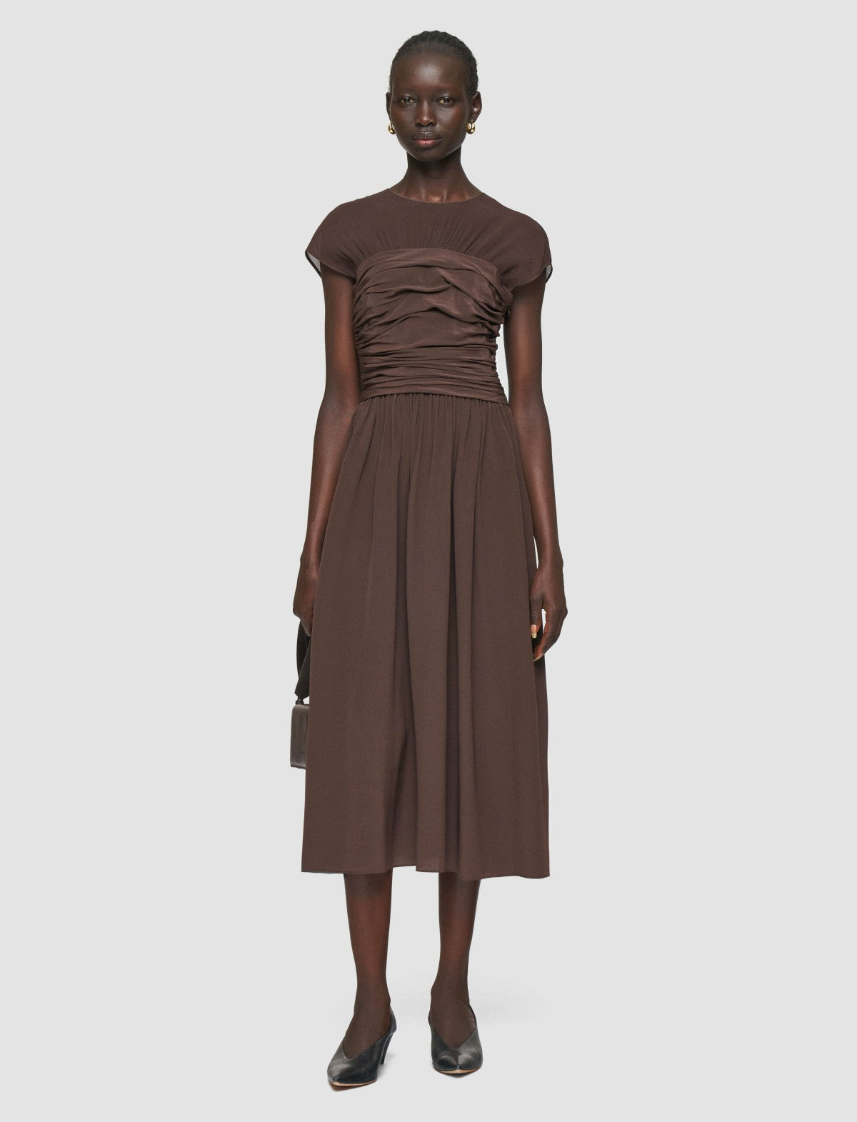 JOSEPH Fashion Women Sophe Crepe de Chine Dress Ebony