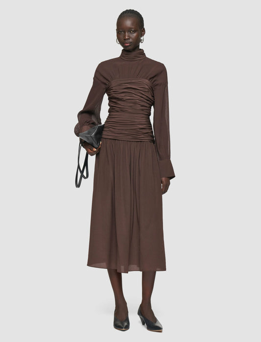 JOSEPH Fashion Women Bex Crepe de Chine Silk Skirt Ebony