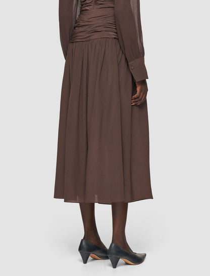 JOSEPH Fashion Women Bex Crepe de Chine Silk Skirt Ebony