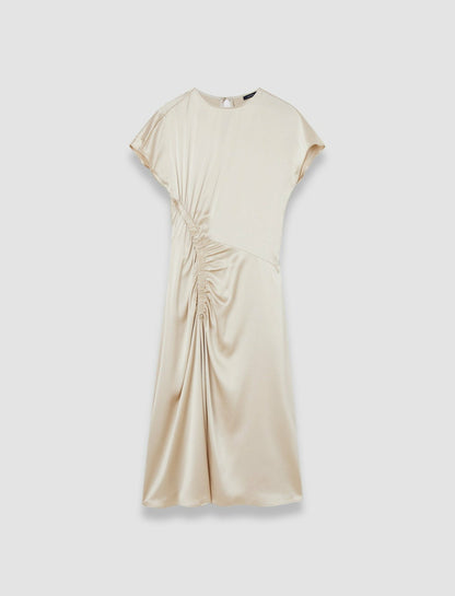 JOSEPH Fashion Women Geegee Ruched Silk Satin Dress Quail