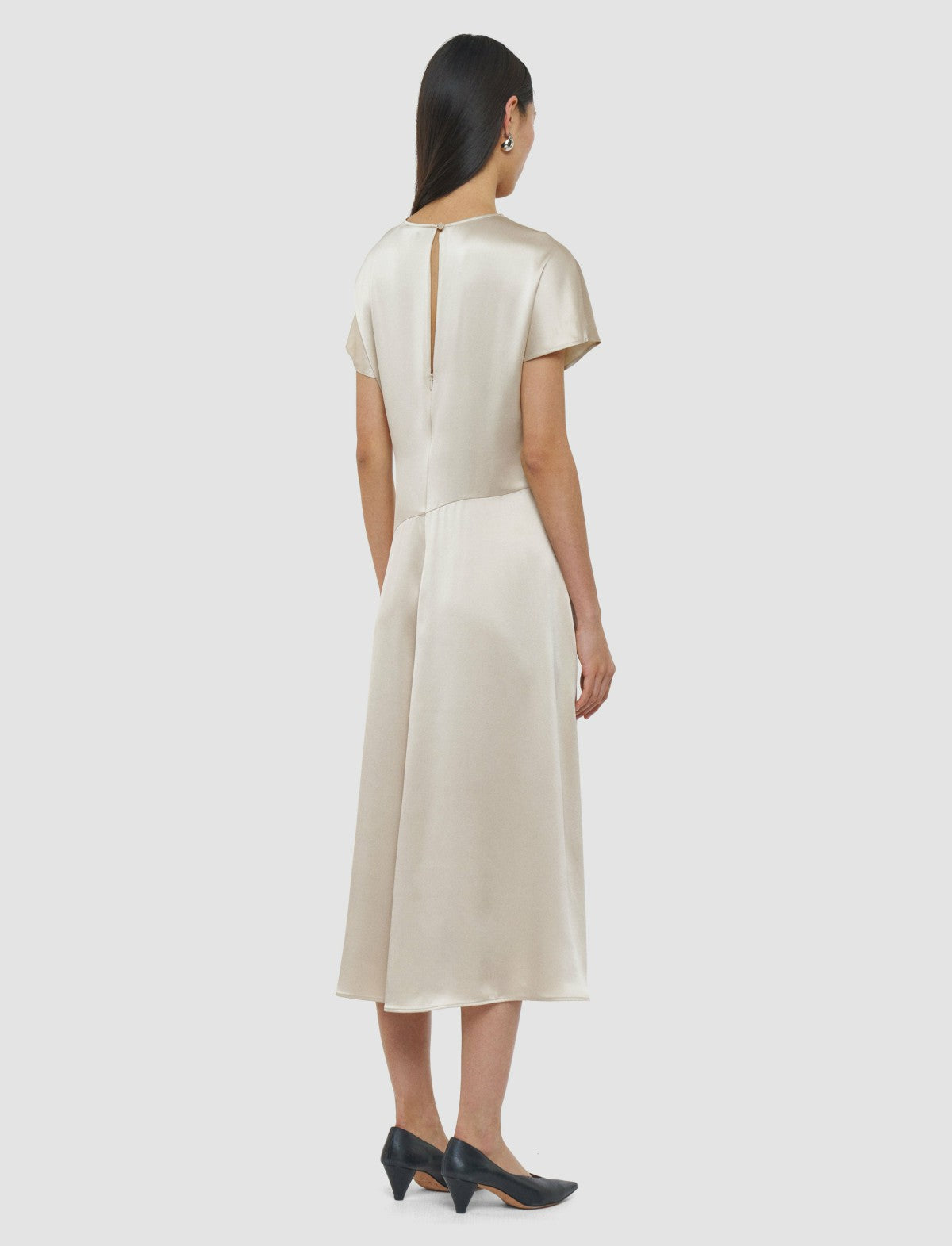 JOSEPH Fashion Women Geegee Ruched Silk Satin Dress Quail