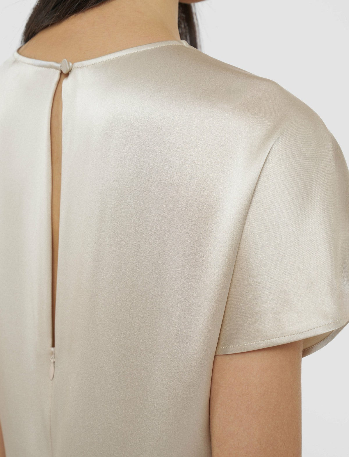 JOSEPH Fashion Women Geegee Ruched Silk Satin Dress Quail