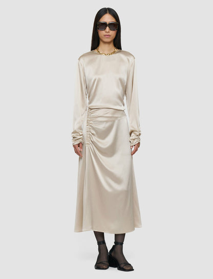 JOSEPH Fashion Women Andrea Ruched Silk Satin Skirt Quail