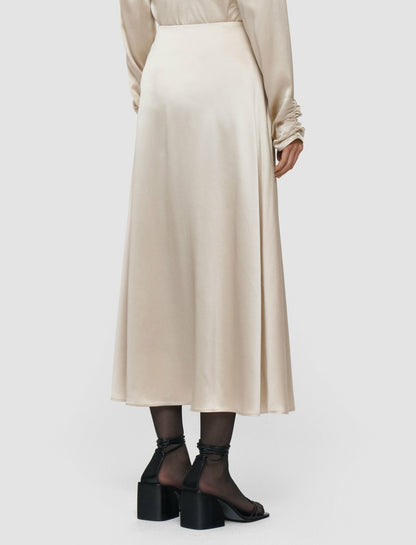 JOSEPH Fashion Women Andrea Ruched Silk Satin Skirt Quail