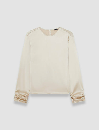 JOSEPH Fashion Women Anna Ruched Silk Satin Blouse Quail