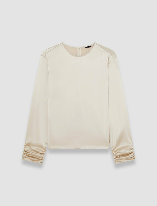 JOSEPH Fashion Women Anna Ruched Silk Satin Blouse Quail