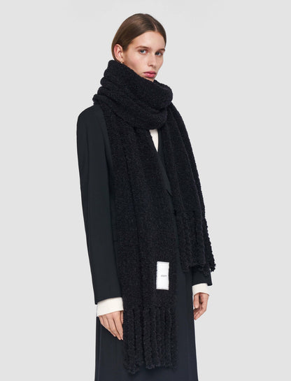 JOSEPH Fashion Women Bouclé Knit Scarf Black