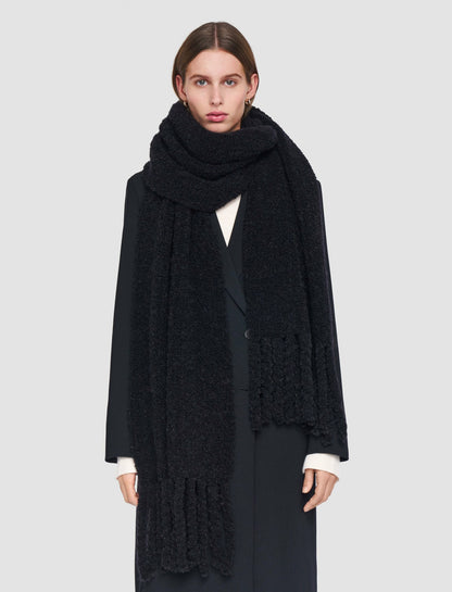 JOSEPH Fashion Women Bouclé Knit Scarf Black