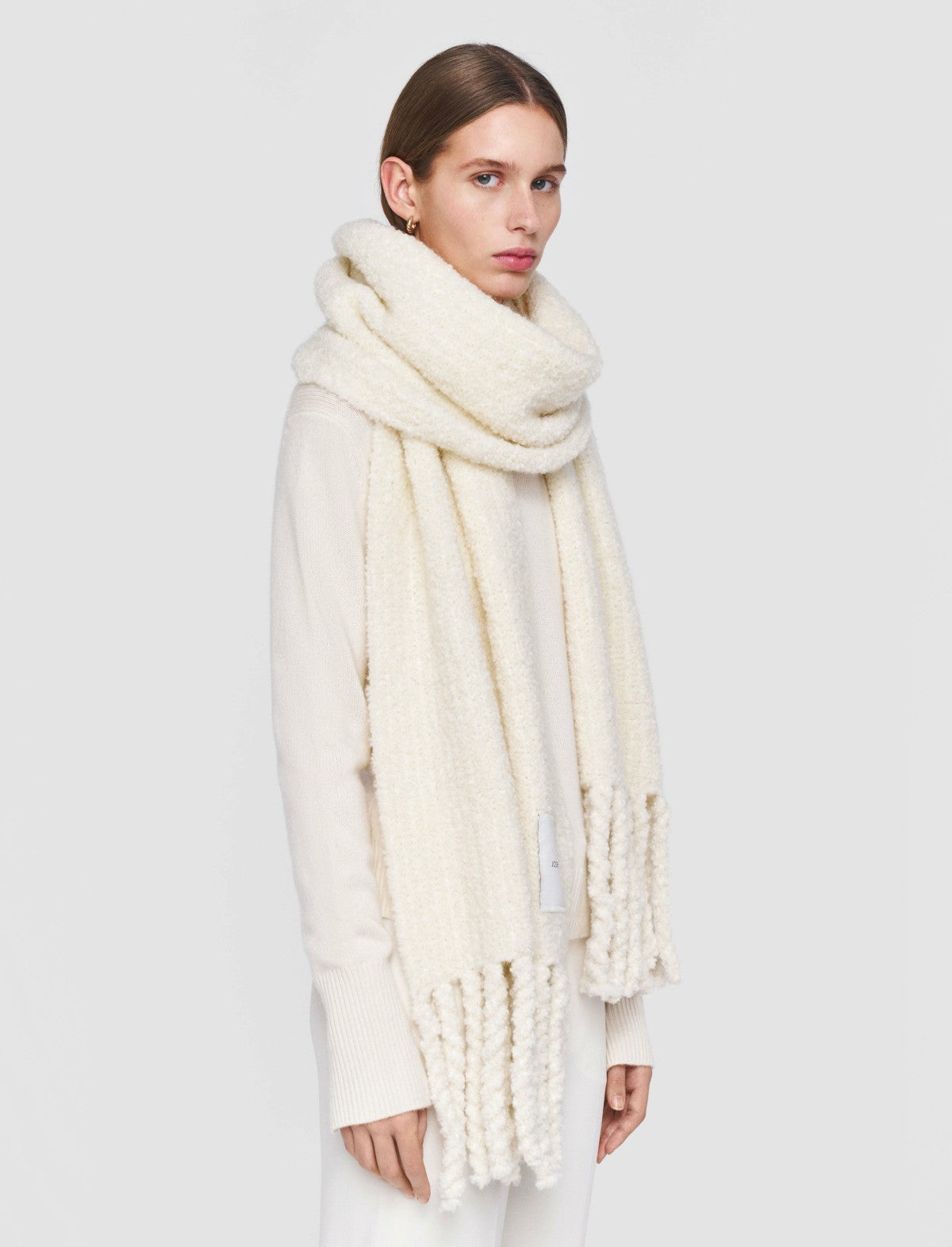 JOSEPH Fashion Women Bouclé Knit Scarf Ivory