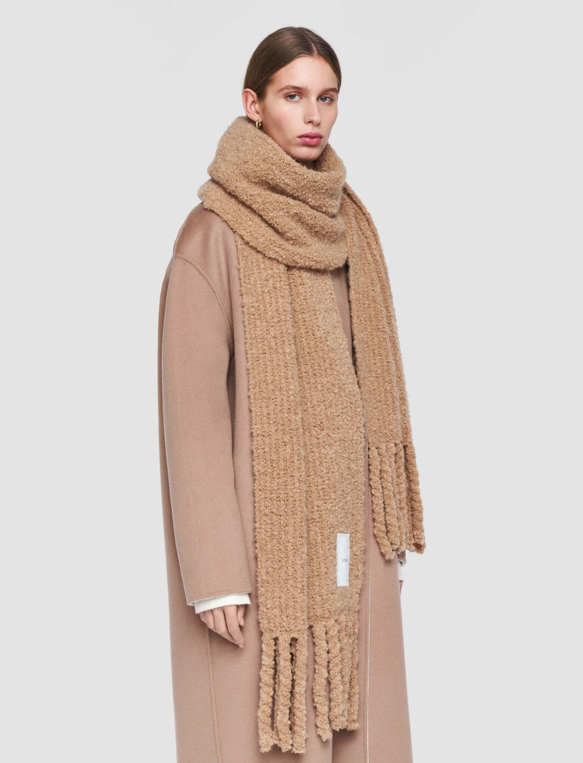 JOSEPH Fashion Women Bouclé Knit Scarf Camel