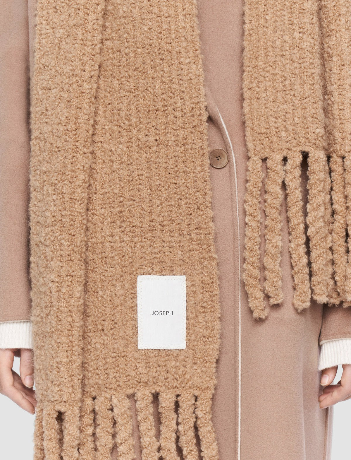 JOSEPH Fashion Women Bouclé Knit Scarf Camel