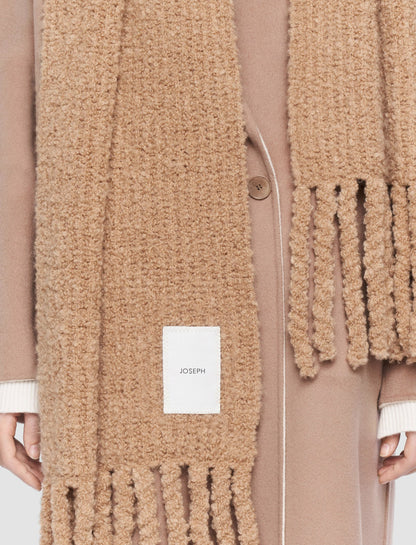 JOSEPH Fashion Women Bouclé Knit Scarf Camel